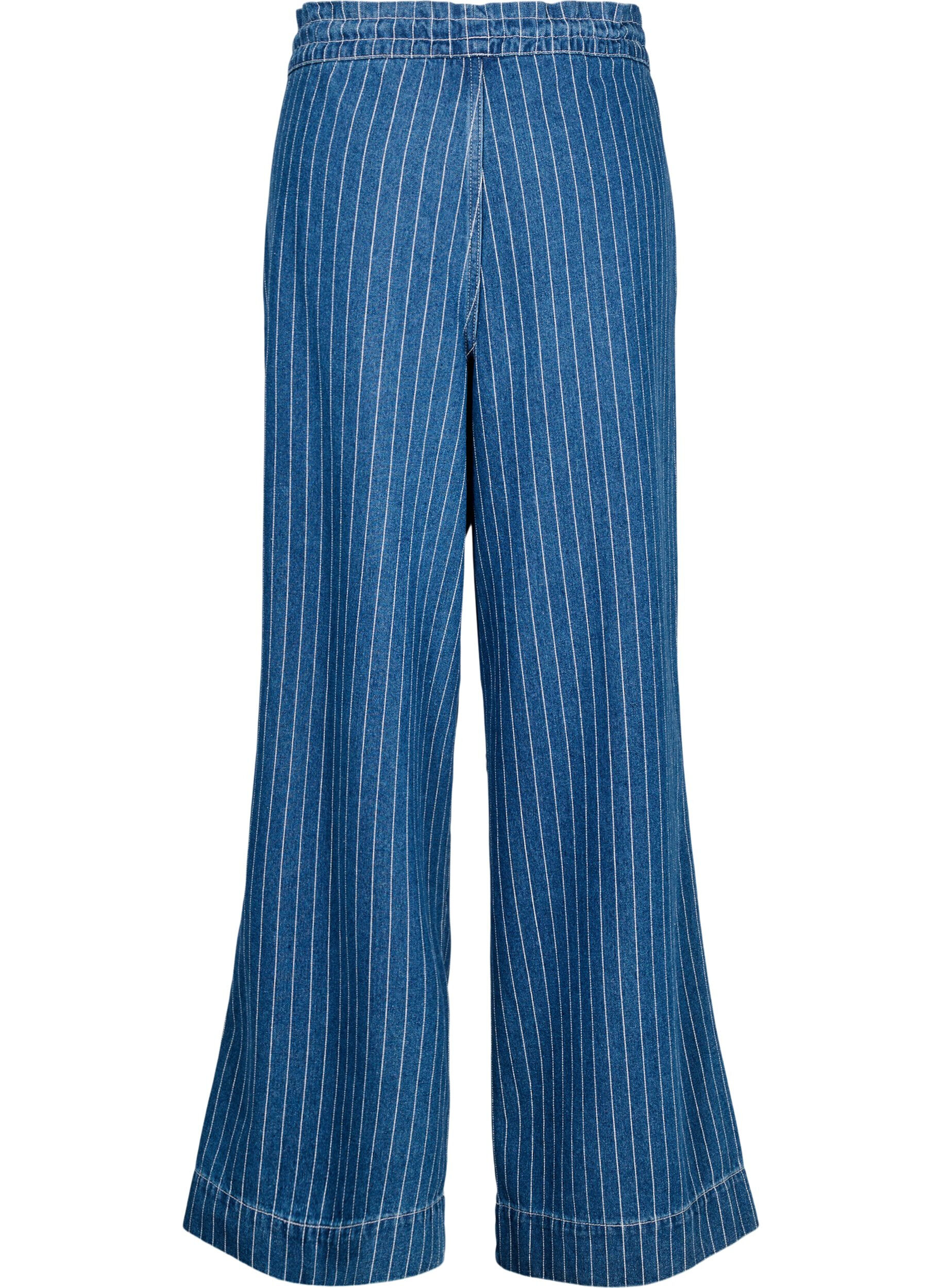 Zizzifashion Wide-leg denim jeans with stripes, Blue, Packshot image number 1