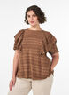 Blouse with smocked texture and ruffle sleeves, Brown, Model image number 0