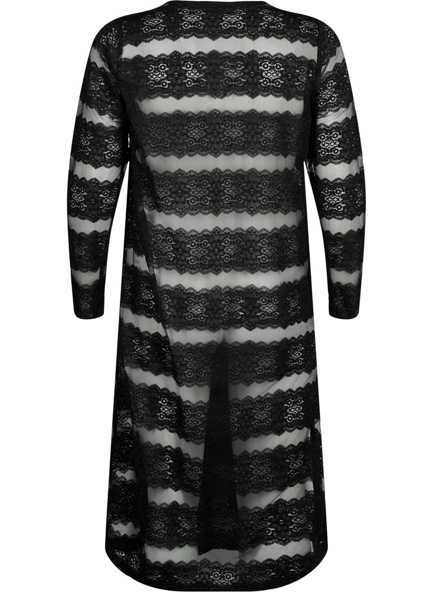 Zizzifashion Midi dress with lace and sheer mesh, Black, Packshot image number 1