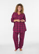 Checked cotton pyjama shirt with long sleeves, Red, Model image number 1