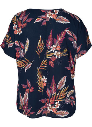 Short-sleeved viscose blouse with a floral print, Indian Summer Flower, Packshot image number 1