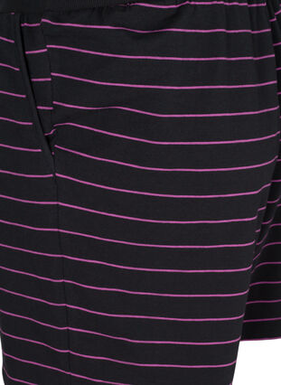 Loose Cotton Shorts with Stripes, Black w. Purple, Packshot image number 3