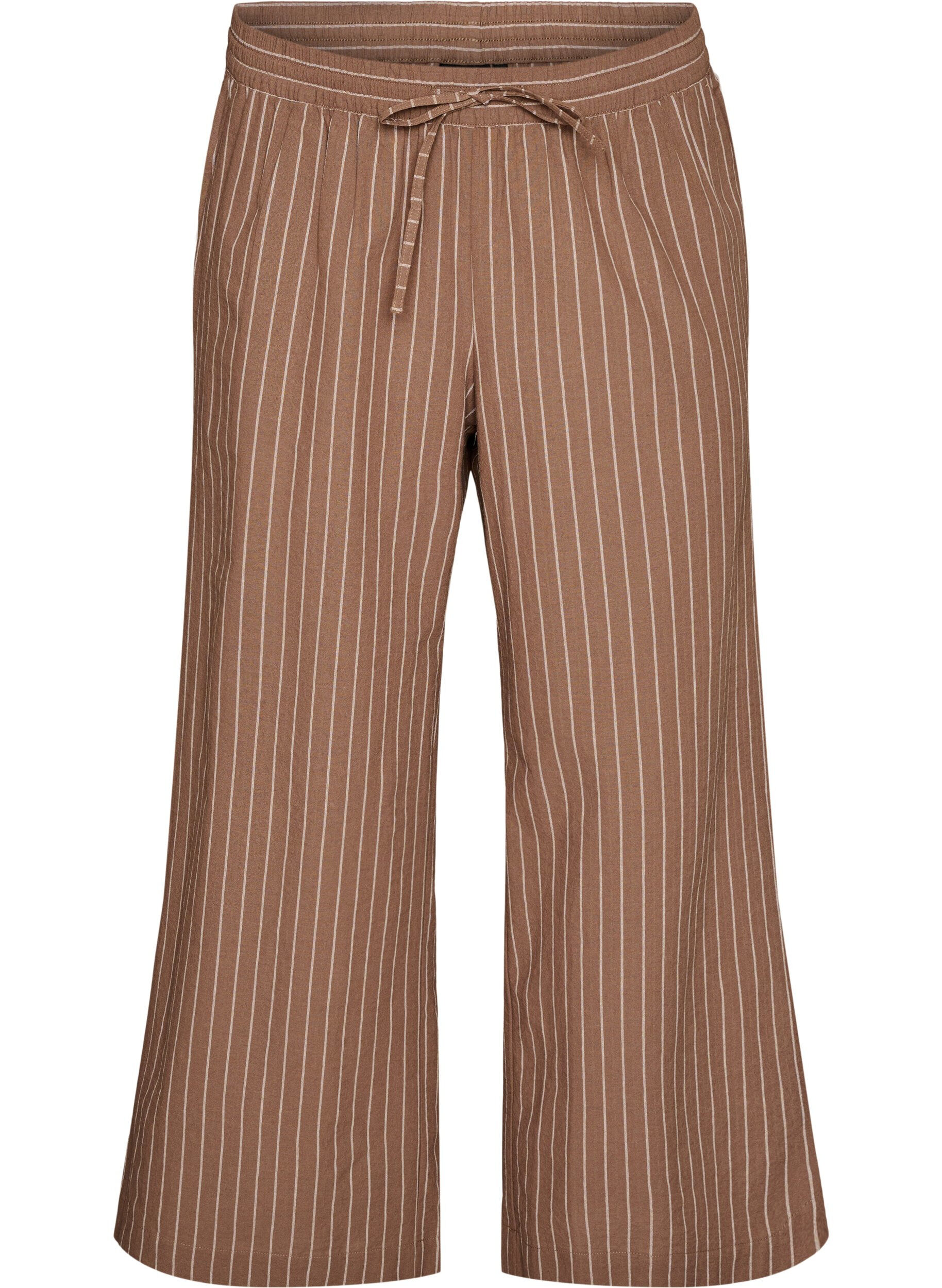 Zizzifashion Loose trousers with high waist and pockets, Brown, Packshot image number 0