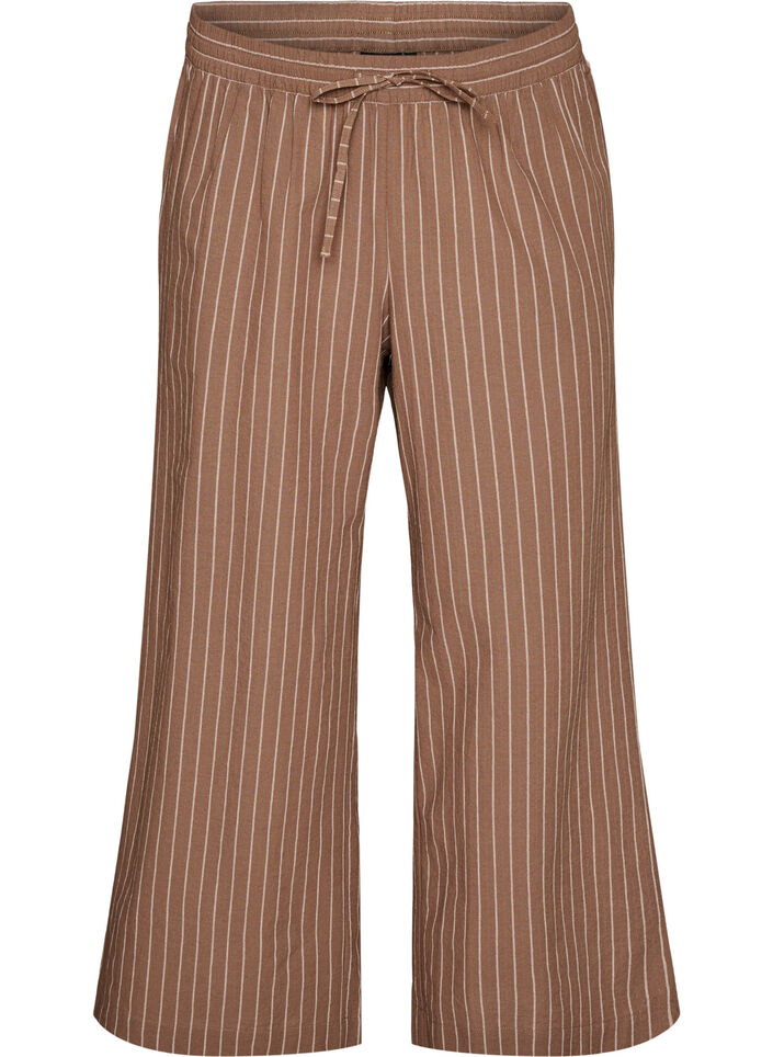 Loose trousers with high waist and pockets, Brown, Packshot image number 0
