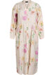 Floral midi dress with ruffle collar and button fastening, Beige, Packshot image number 0