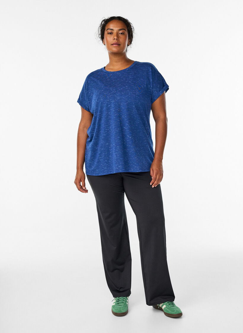 Loose workout t-shirt with short sleeves, Blue, Model image number 1