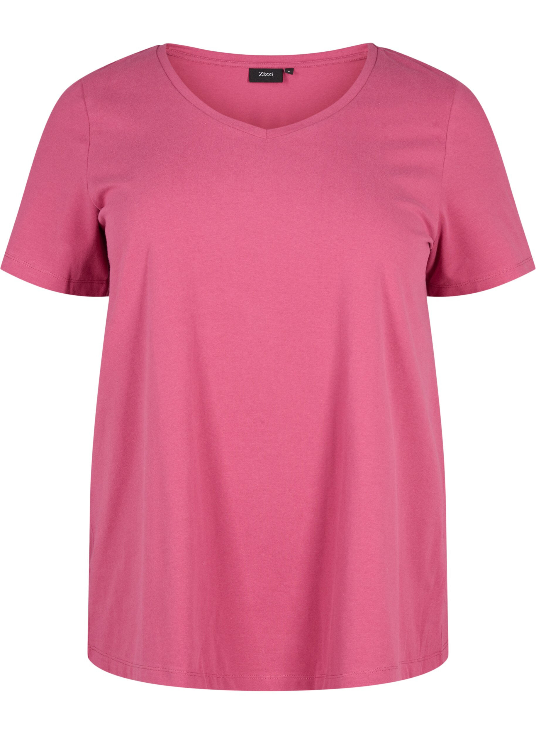Zizzifashion Solid-coloured basic cotton T-shirt, Red, Packshot image number 0