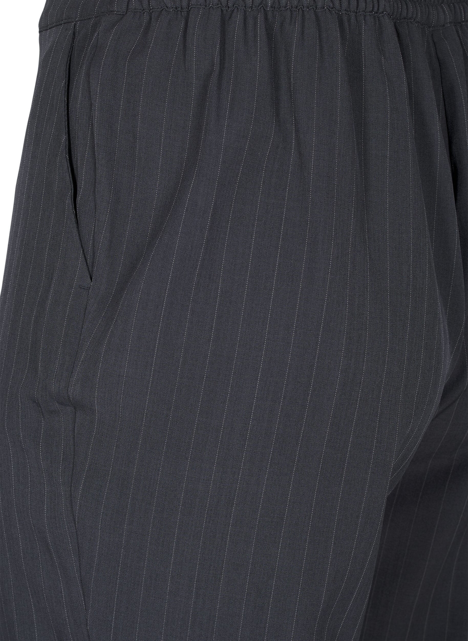Zizzifashion FLASH - Loose trousers with pockets, Dark Grey Mel Stripe, Packshot image number 3