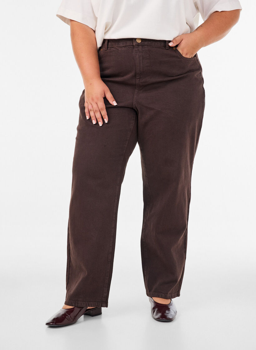 Coloured Kiana straight fit jeans, Brown, Model
