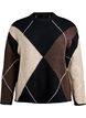 Jumper with large checks and contrast sleeves, Black, Packshot image number 0