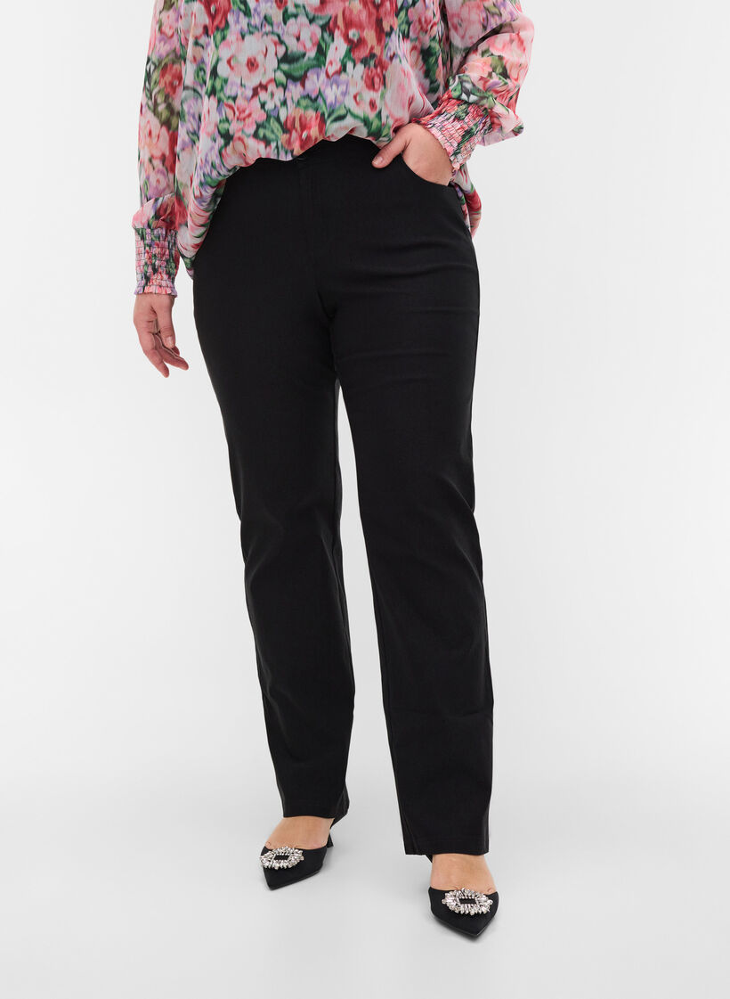 Classic viscose blend trousers, Black, Model image number 4