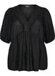 Viscose blouse with a dotted texture and V-neck, Black, Packshot image number 0