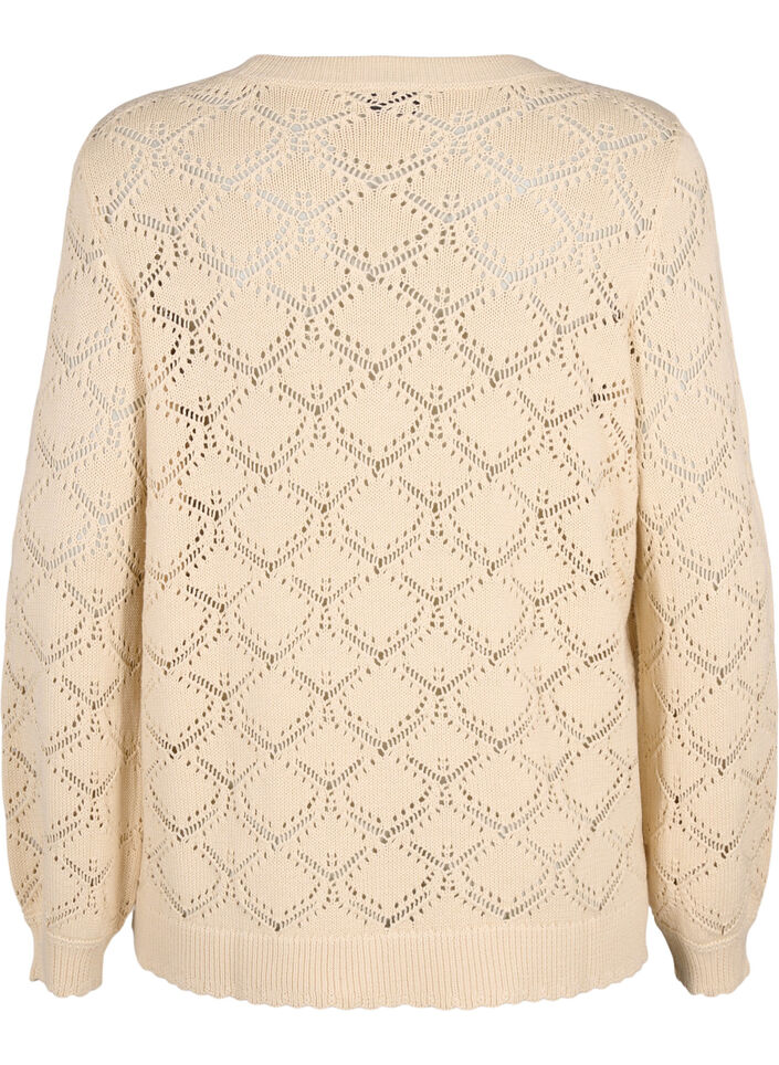 Knitted blouse with scallop pattern, Birch, Packshot image number 1