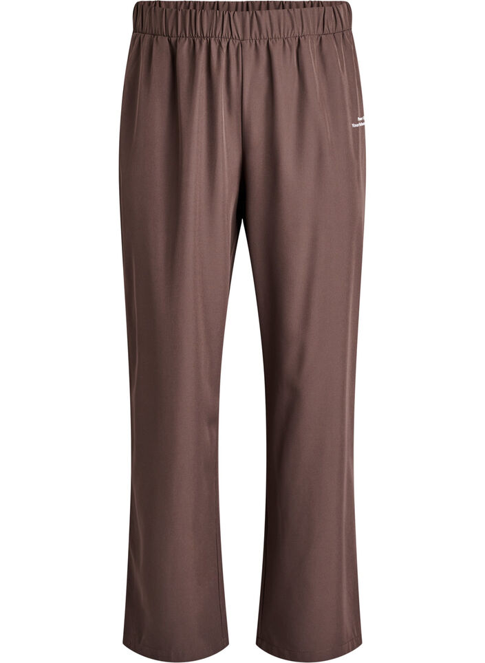 Sporty trousers with a high waist and straight legs, Brown, Packshot