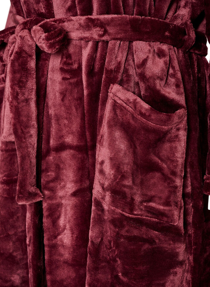 Robe in soft velour with pockets, Red, Packshot image number 3
