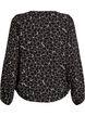 Long-sleeved blouse with floral embroidery, Black, Packshot image number 1