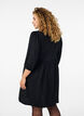 FLASH - Short dress with texture and 3/4 sleeves, Black, Model image number 1