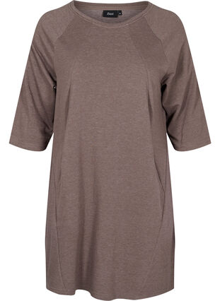 Promotional item - Cotton sweater dress with pockets and 3/4-length sleeves, Iron Melange, Packshot image number 0