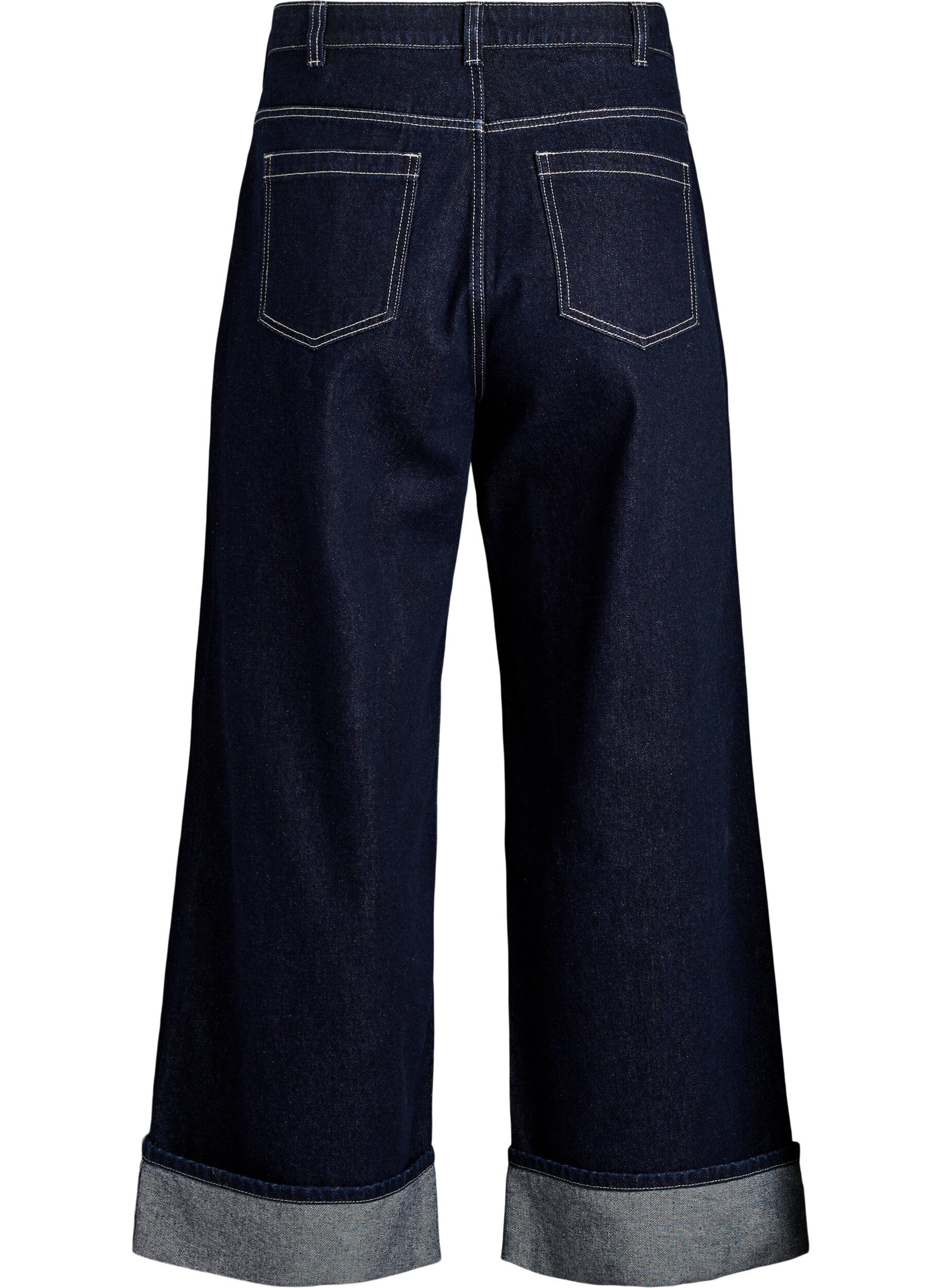 ZizzifashionWide fit jeans with wide turn-ups and contrast stitching, Blue, Packshot image number 1