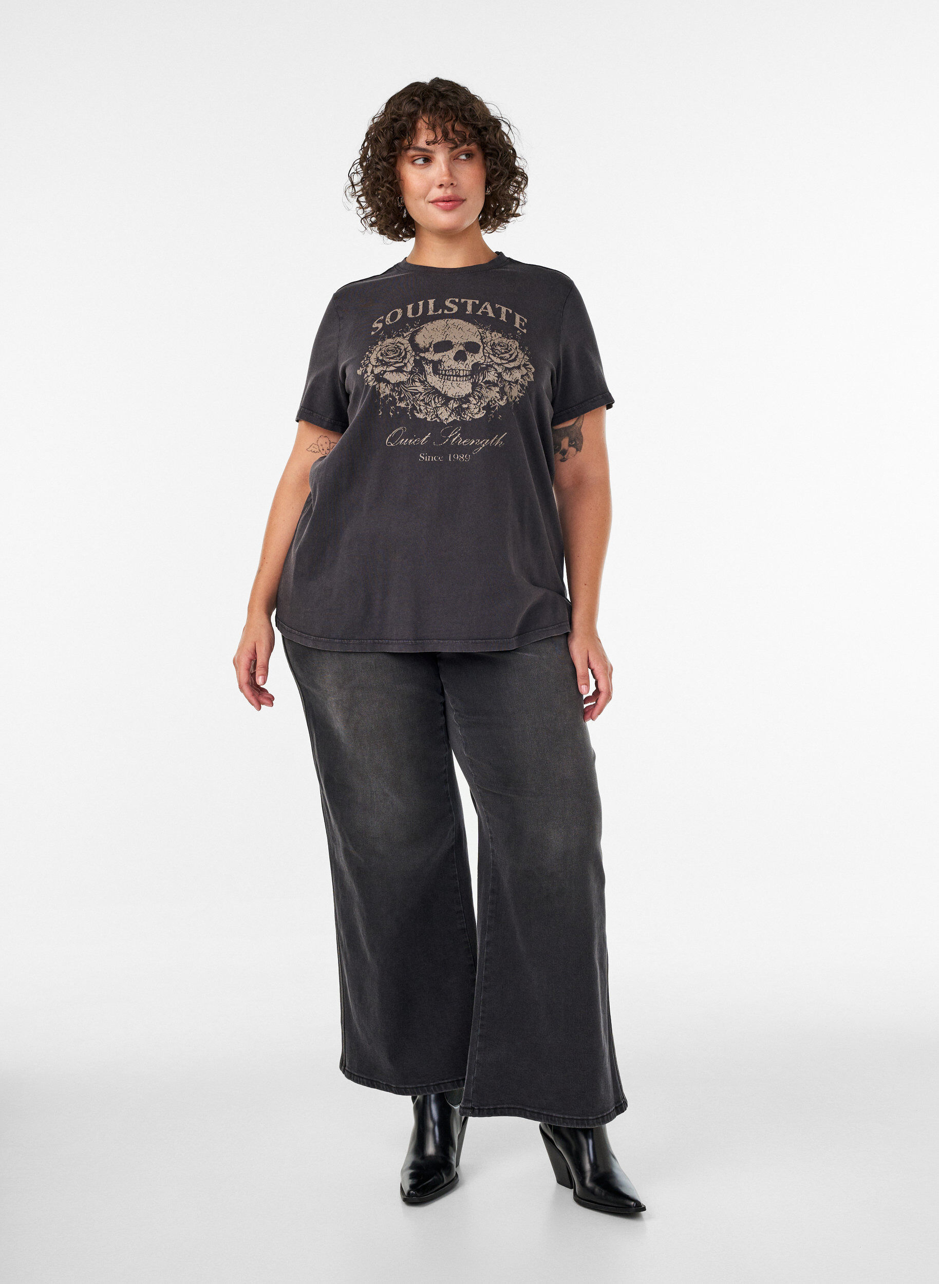 ZizzifashionOrganic cotton graphic T-shirt, Beige, Model image number 1