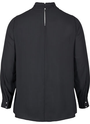 Long-sleeved high neck blouse, Black, Packshot image number 1