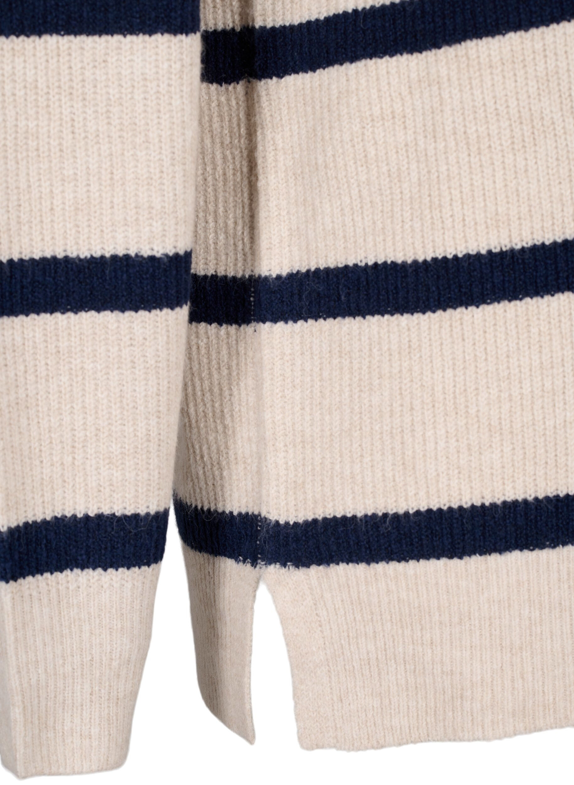 Zizzifashion Rib-knit sweater with stripes, P.Stone/Navy.B.Mel., Packshot image number 3
