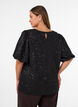 Sequin blouse with balloon sleeves, Black, Model image number 2