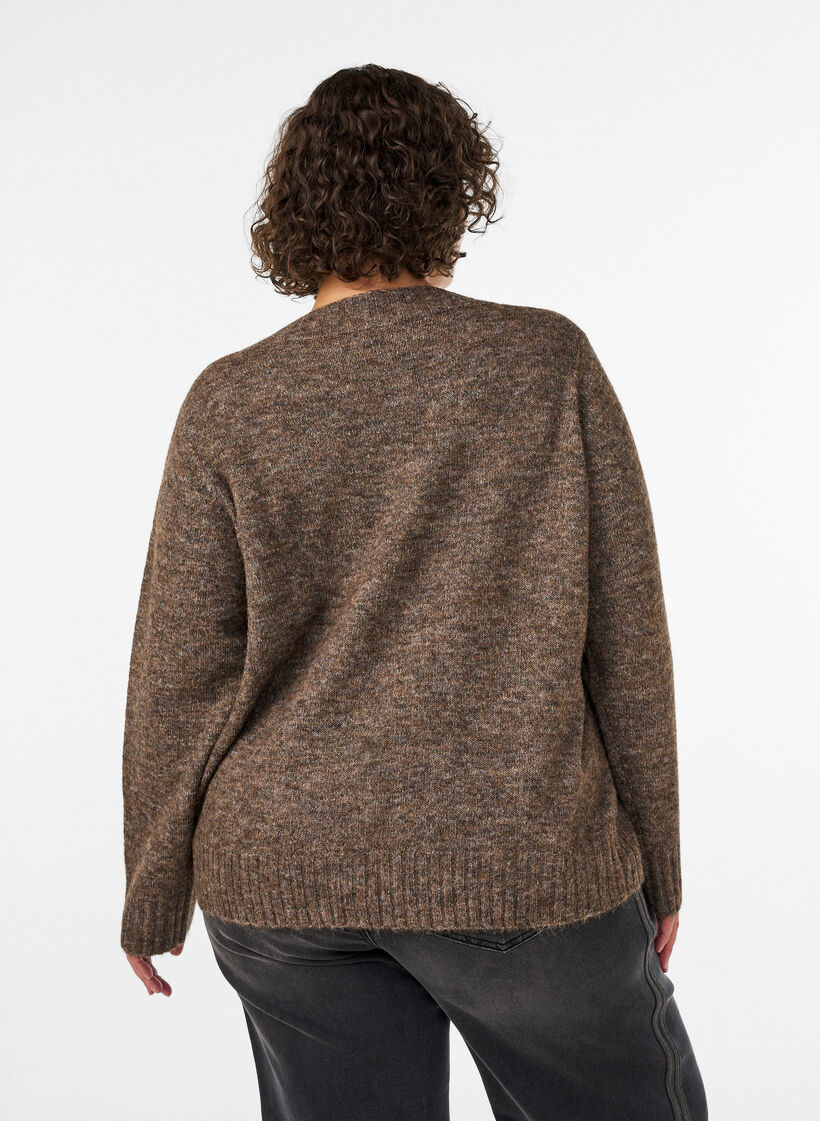 V-neck jumper, Brown, Model image number 2