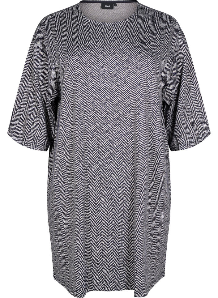Patterned dress with 3/4 sleeves, Blue, Packshot image number 0