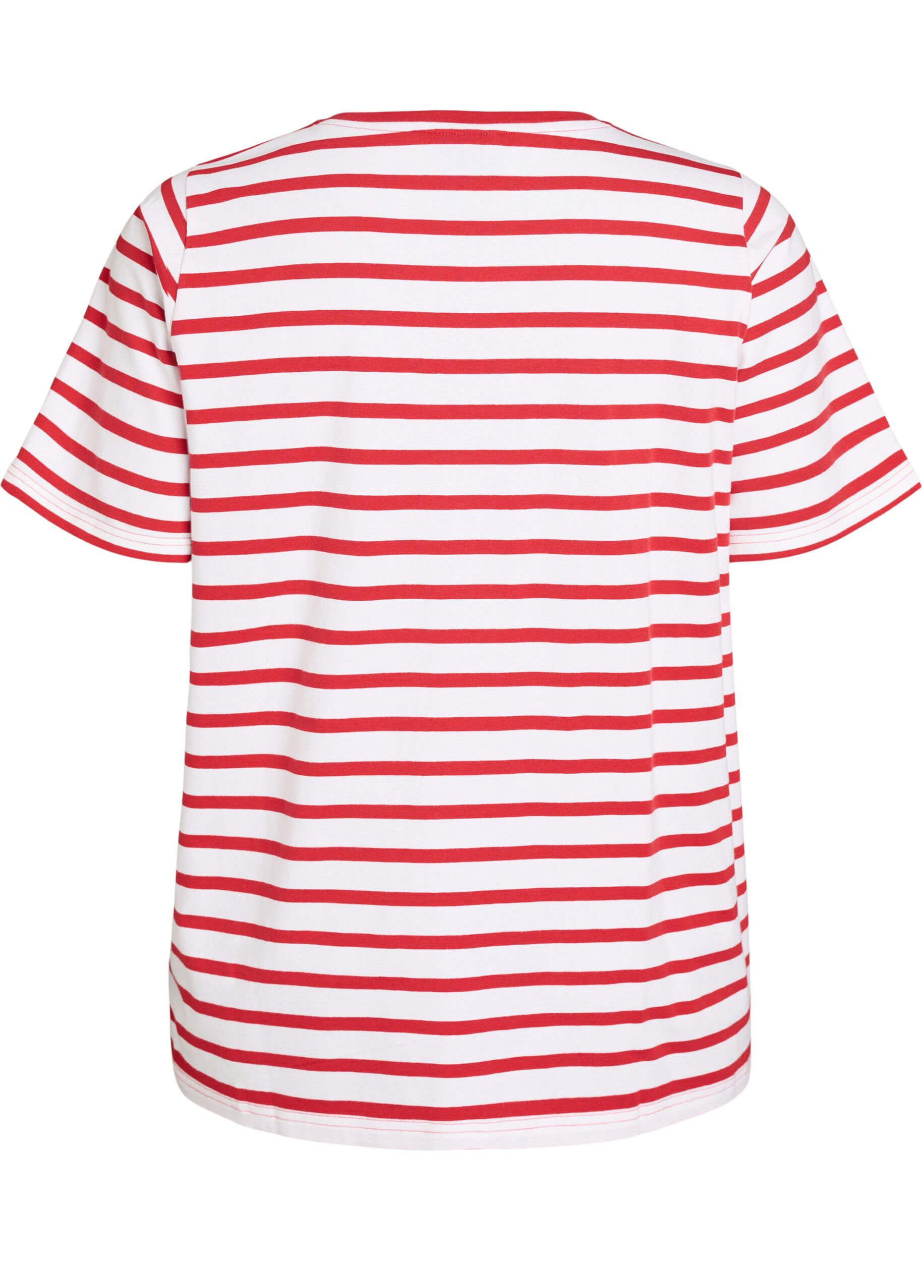 Zizzifashion Striped T-shirt in organic cotton, Red, Packshot image number 1