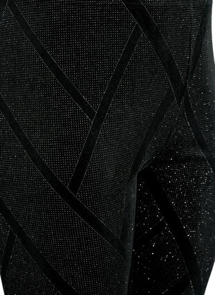 Velour leggings with glitter and pattern, Black, Packshot image number 2