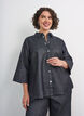 Denim shirt with glitter thread and 3/4 sleeves, Dark Grey, Model image number 0