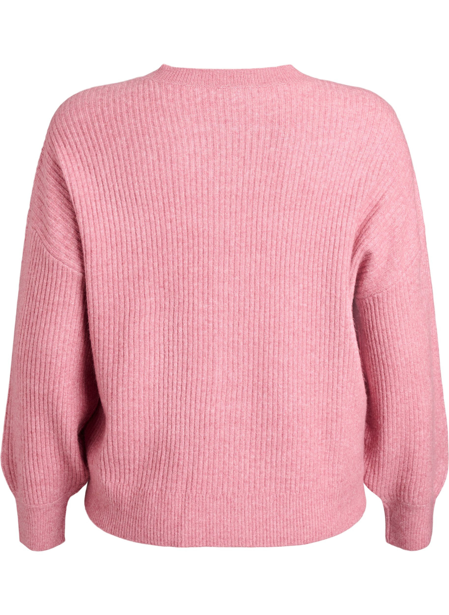 ZizzifashionRibbed cardigan with buttons, Rose, Packshot image number 1