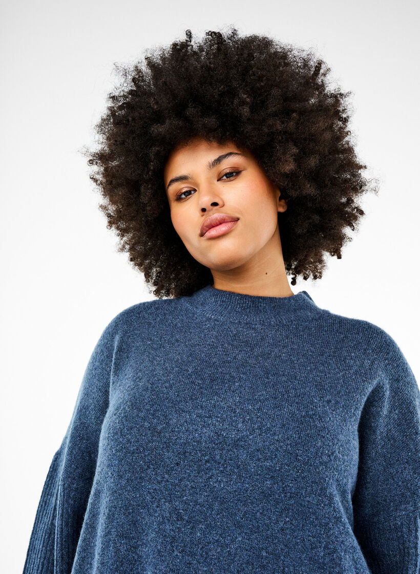 Long knitted blouse with long sleeves, Bering Sea Mel., Image image number 0