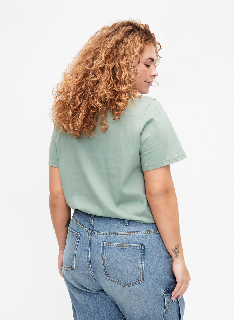 Short-sleeved cotton T-shirt with elasticated hem, Chinois G. W. Live, Model image number 1