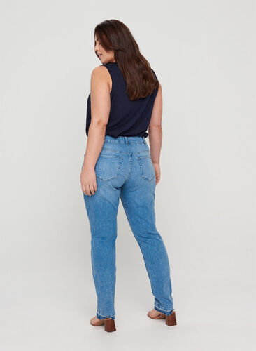 Slim fit Emily jeans with regular waist rise, Blue denim, Model image number 1