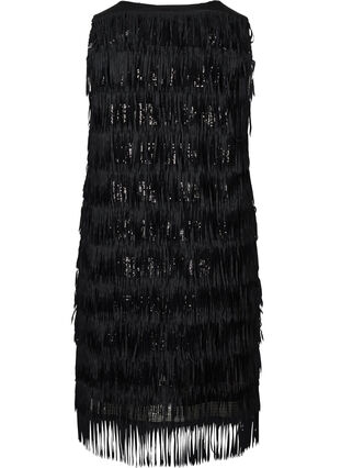Fringed dress with sequins, Black, Packshot image number 1