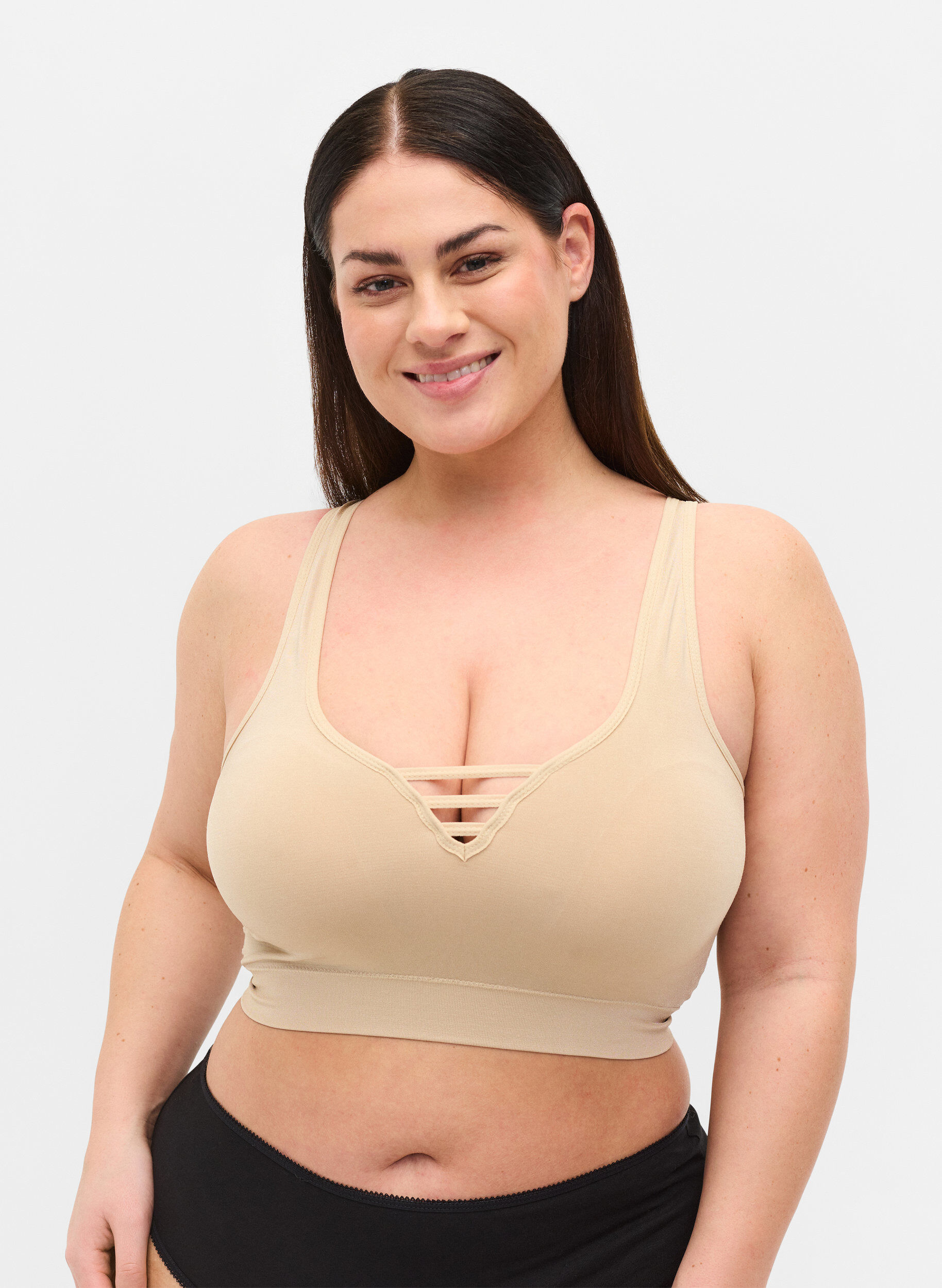 ZizzifashionLightly padded bra with string details, Nude, Model image number 0