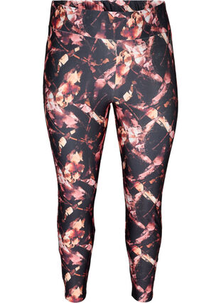 Cropped sports tights with print, Soft Bloom, Packshot image number 0