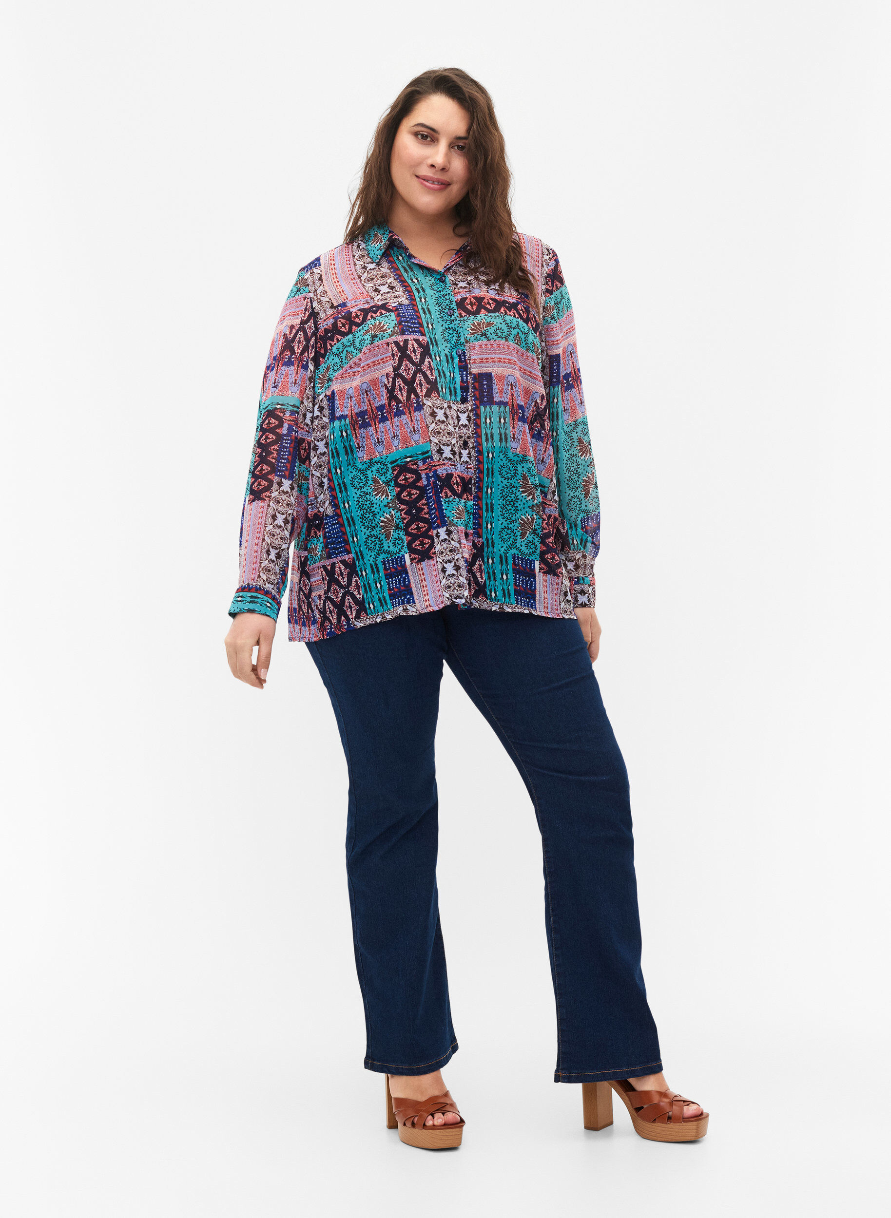 Zizzifashion FLASH - Long sleeve shirt with floral print, Multi Ethnic , Model image number 2