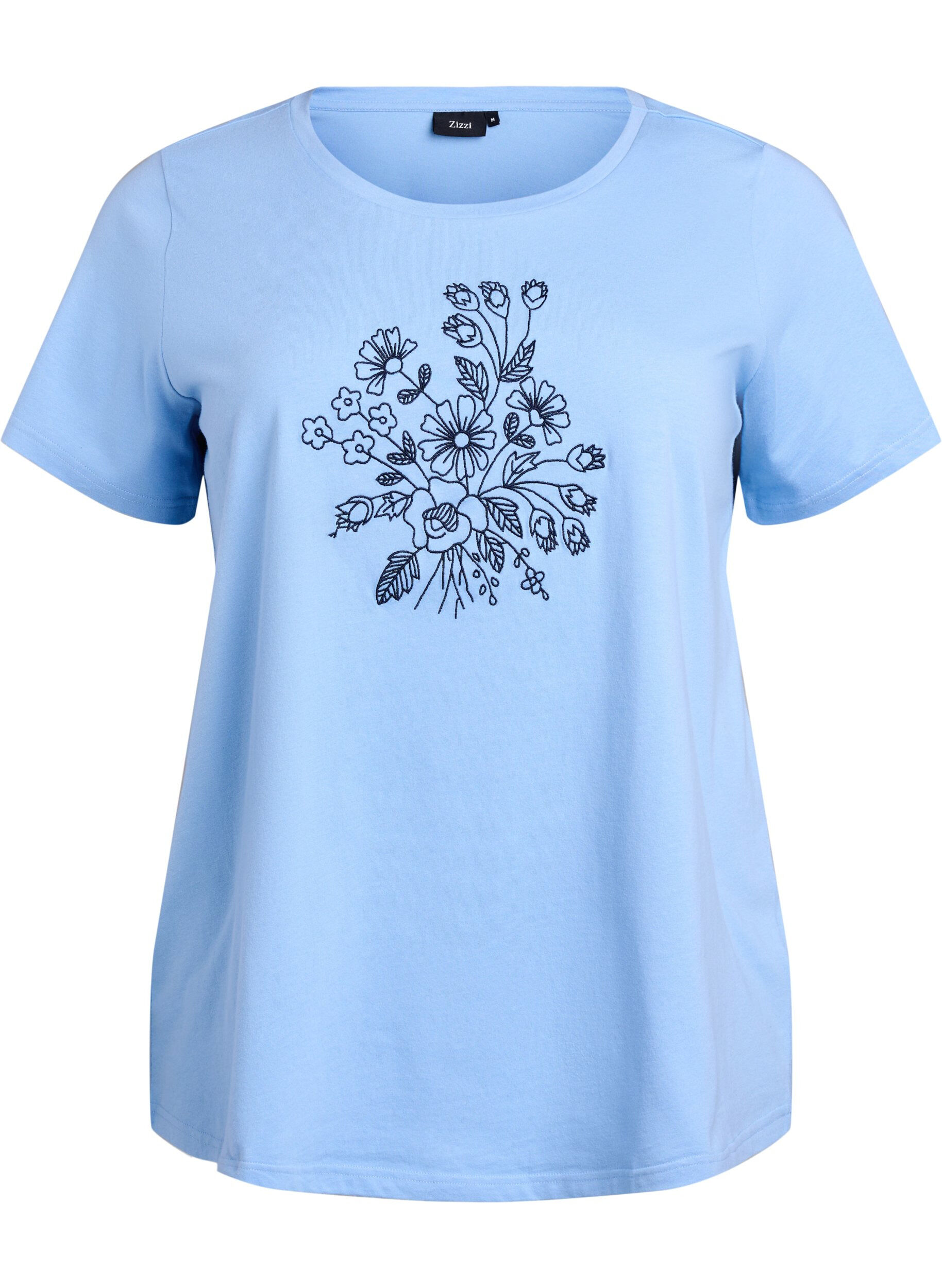 T-shirt in organic cotton with floral embroidery