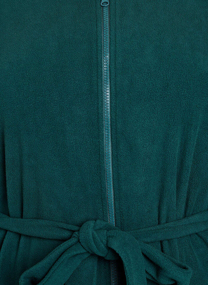Morning robe with zipper and hood, Green, Packshot image number 2