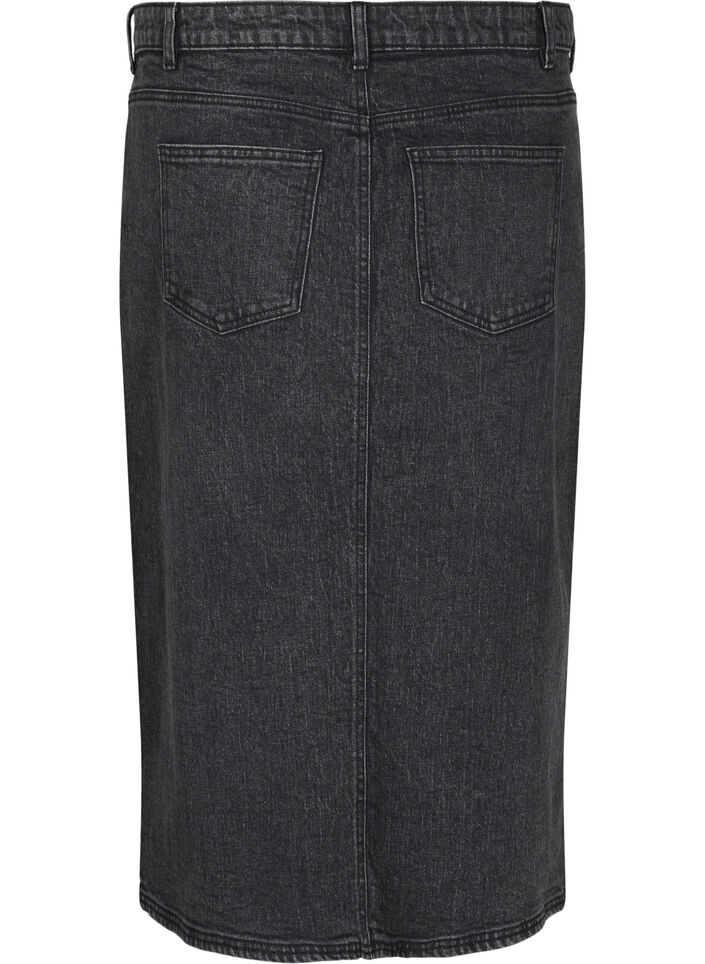 Denim skirt with front slit, Dark Grey Denim, Packshot image number 1