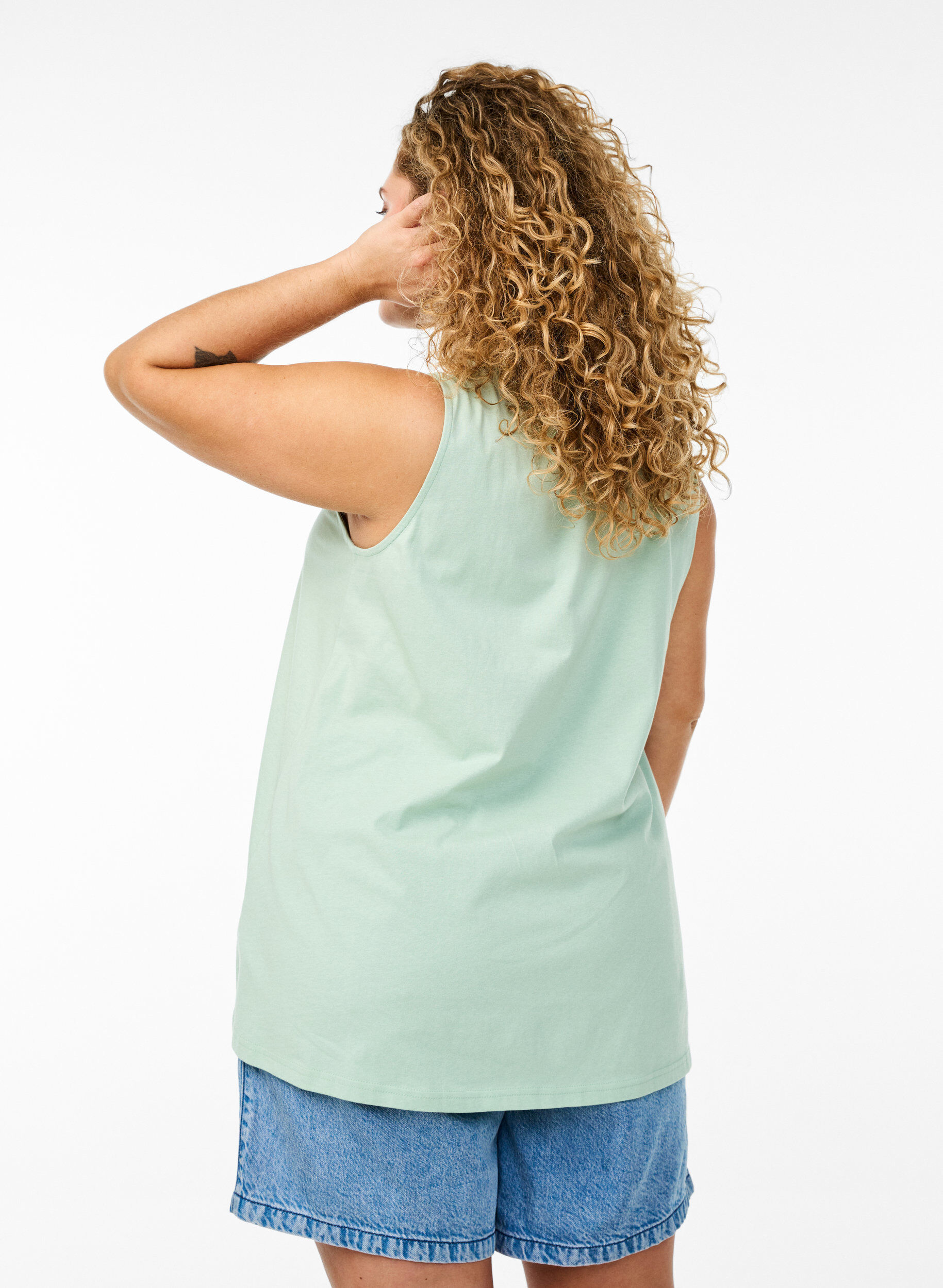 Zizzifashion Cotton top with a-shape, Green, Model image number 2