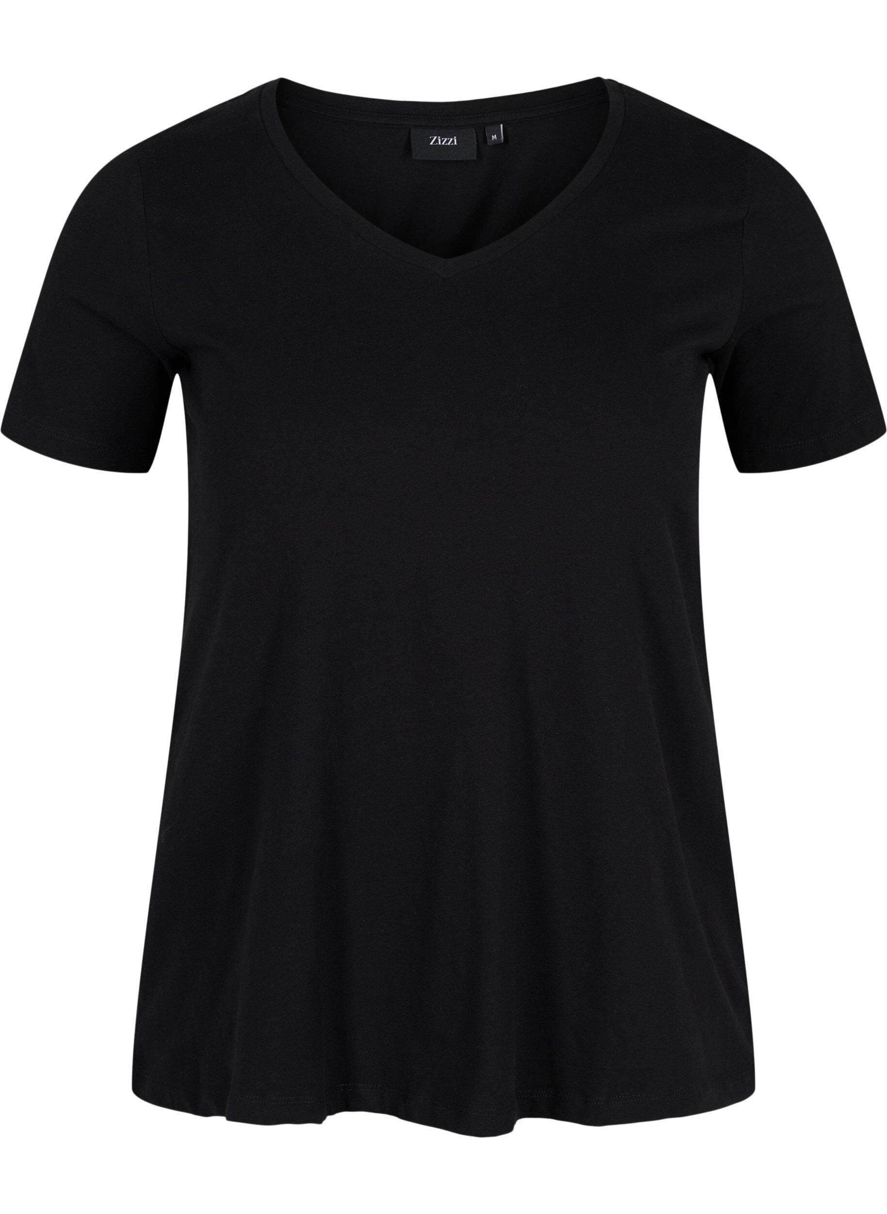 Zizzifashion Basic t-shirt with v-neck, Black, Packshot image number 0