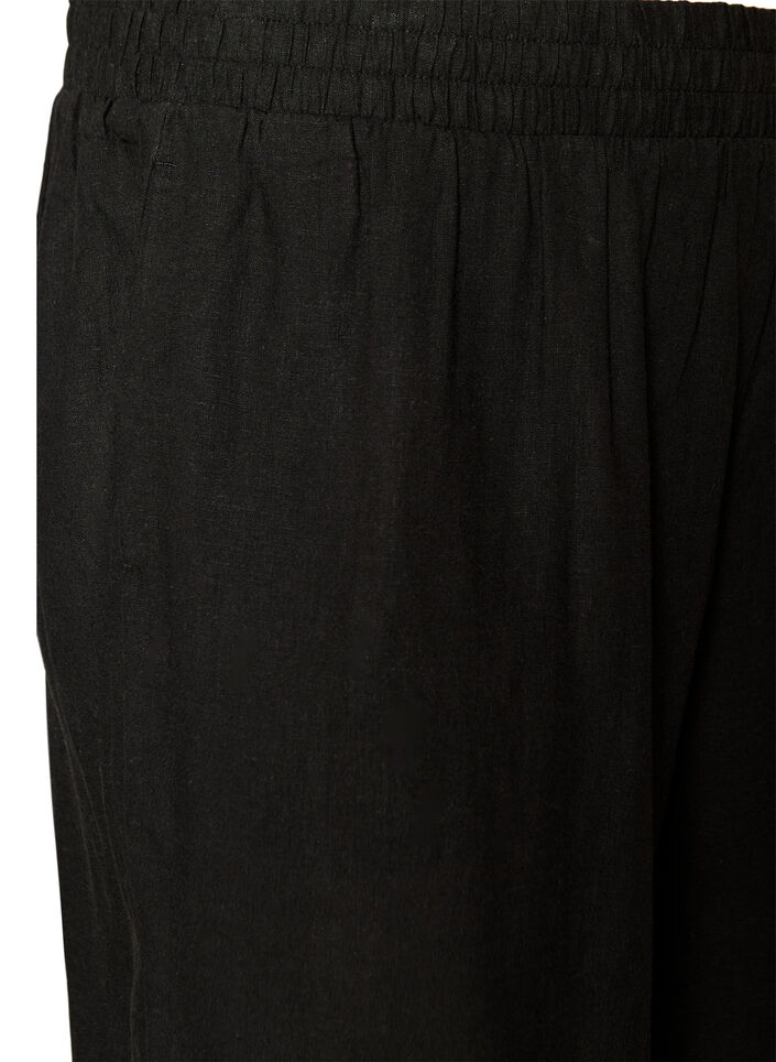 High-waisted linen and viscose shorts, Black, Packshot image number 2