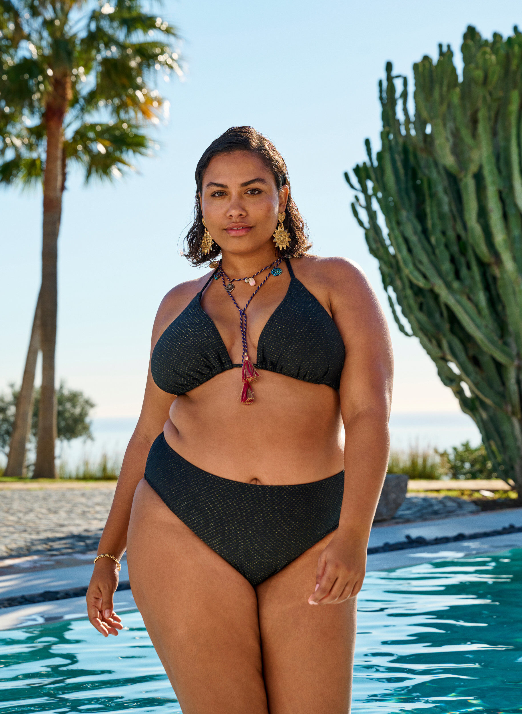 Zizzifashion Bikini brief with glitter and a tai cut, Black, Image image number 0