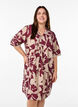 Knee-length dress with print and V-neck, Red, Model image number 0