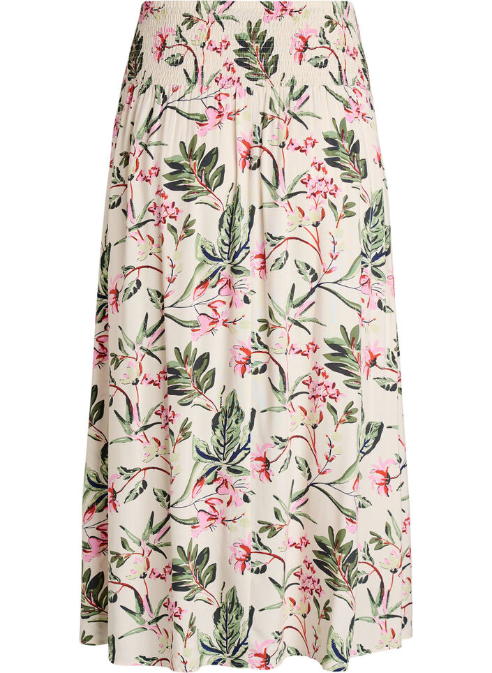 Viscose maxi skirt with smocking, Vanilla, Packshot image number 1