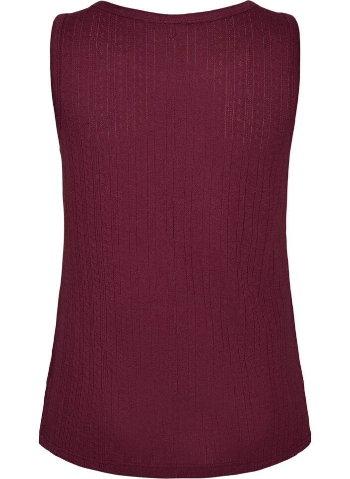 Night top in organic cotton with a textured pattern, Dark Bordeaux, Packshot image number 1